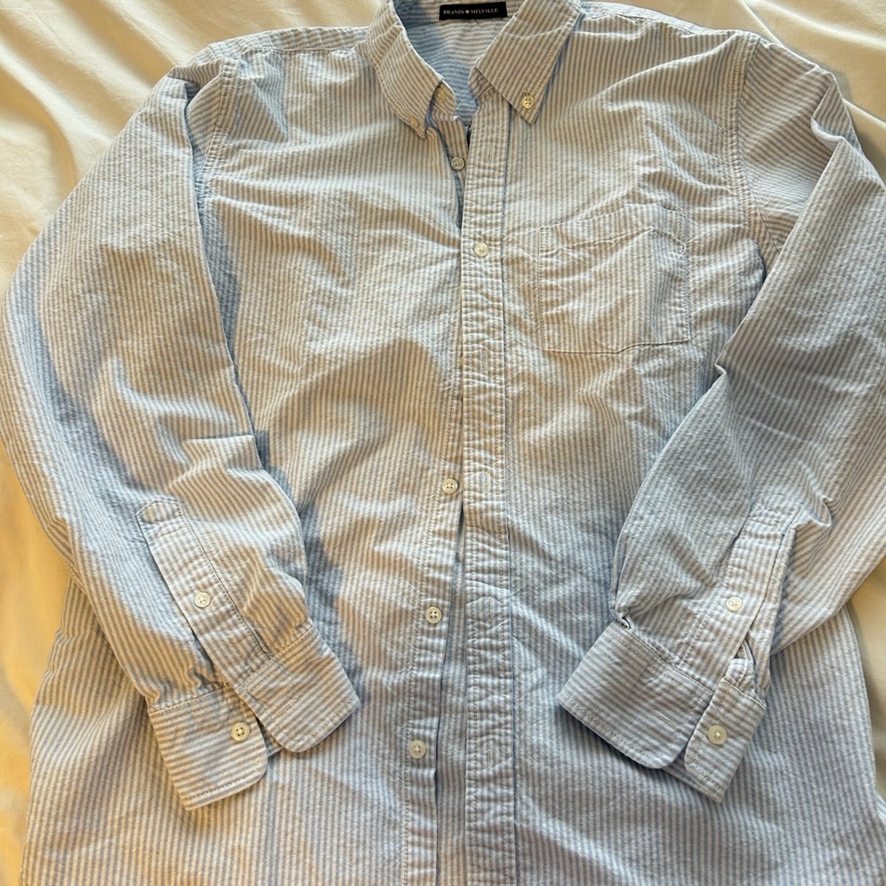 Brandy Melville Light Blue Striped Button Down Shirt